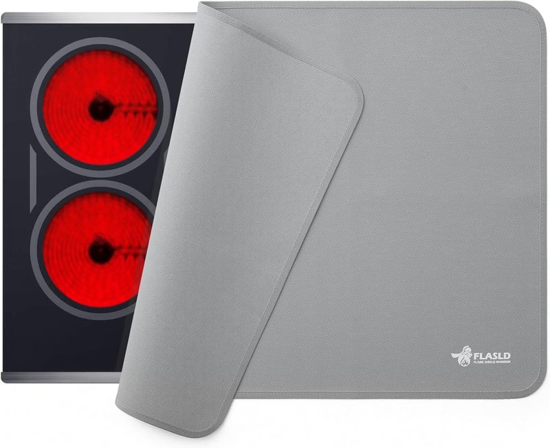 FLASLD Stove Top Covers, Heat Resistant Glass Stove Top Mat, Ceramic Glass Cooktop Protector Expands Usable Space, Reusable and Easy to Clean, Gray-20×24 inch - Image 1